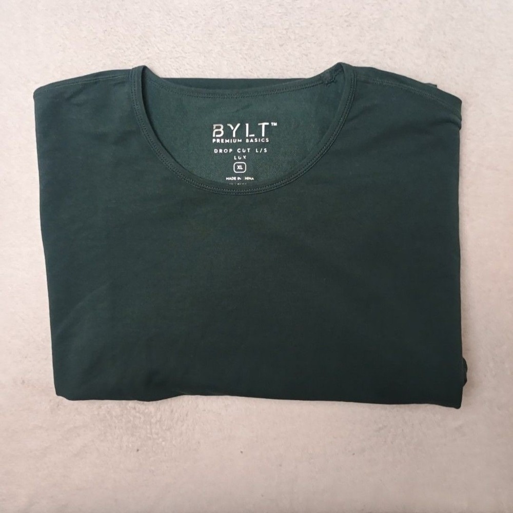 BYLT Pullover Mens XL Green Crew Neck Tagless Stretch Tight-Knit Jersey